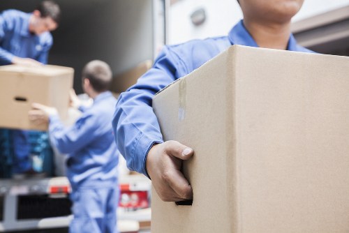 Moving van and packed boxes for removals and storage in Earlscourt