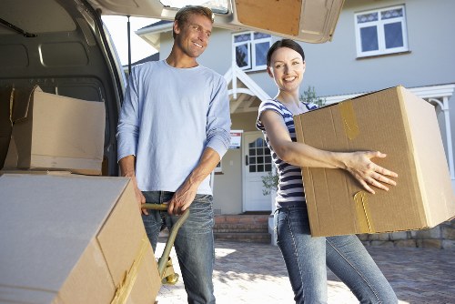 Packed boxes and household items in Earlscourt short-term storage unit